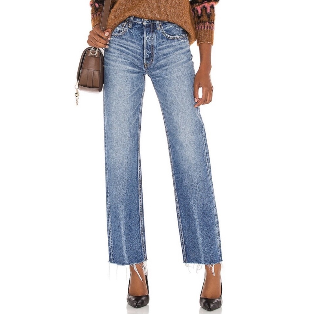 MOUSSY | VINTAGE DISTRESSED | HIGH RISE STRAIGHT LEG JEANS | SIZE 27 |$360 VALUE